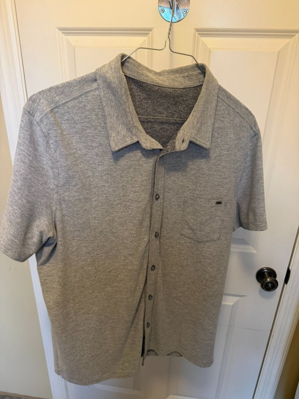 Vuori Ace Short Sleeve Button Down Shirt - Men's - Light Grey - XL